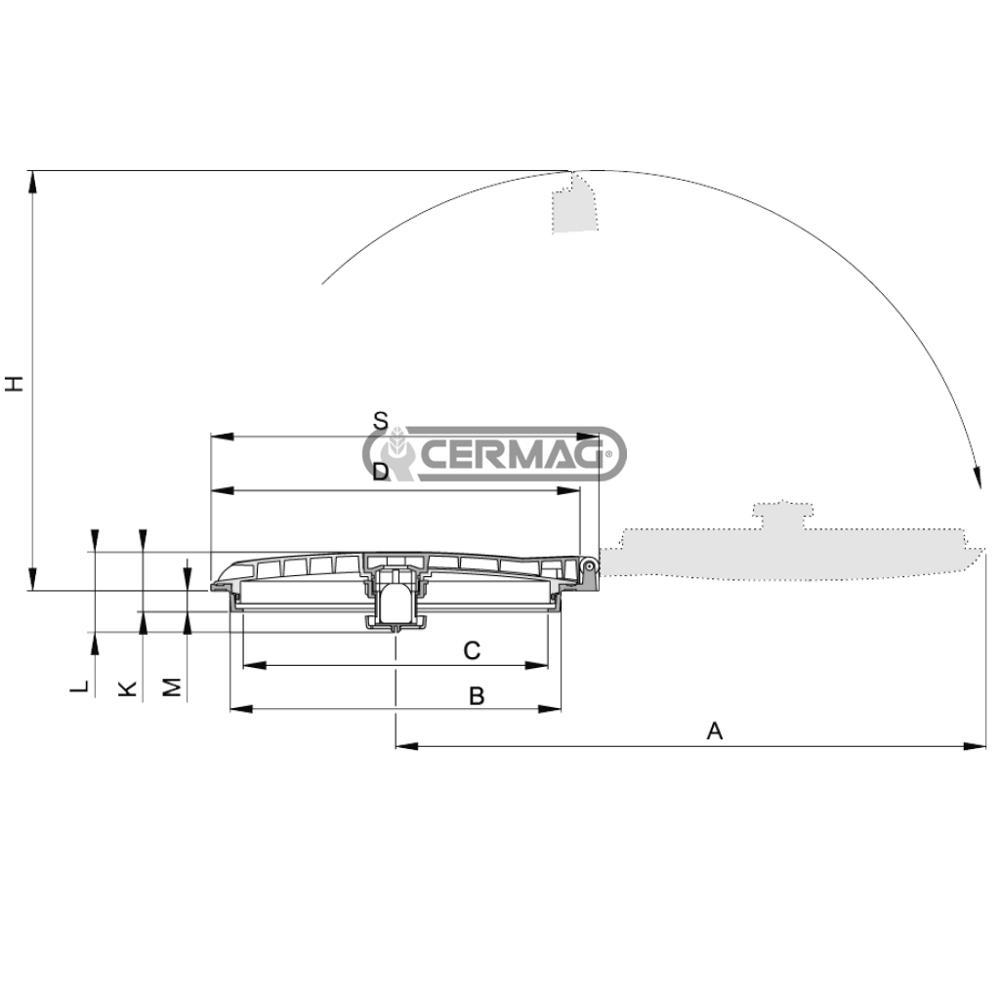 Coperchio per serbatoio ribaltabile 180° 486mm