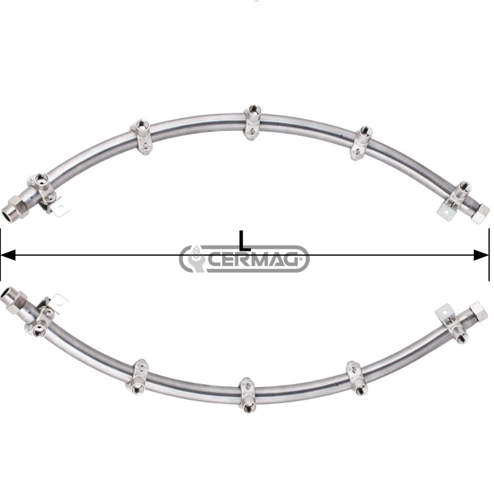 Coppia aste curve in acciaio 304 d.700mm