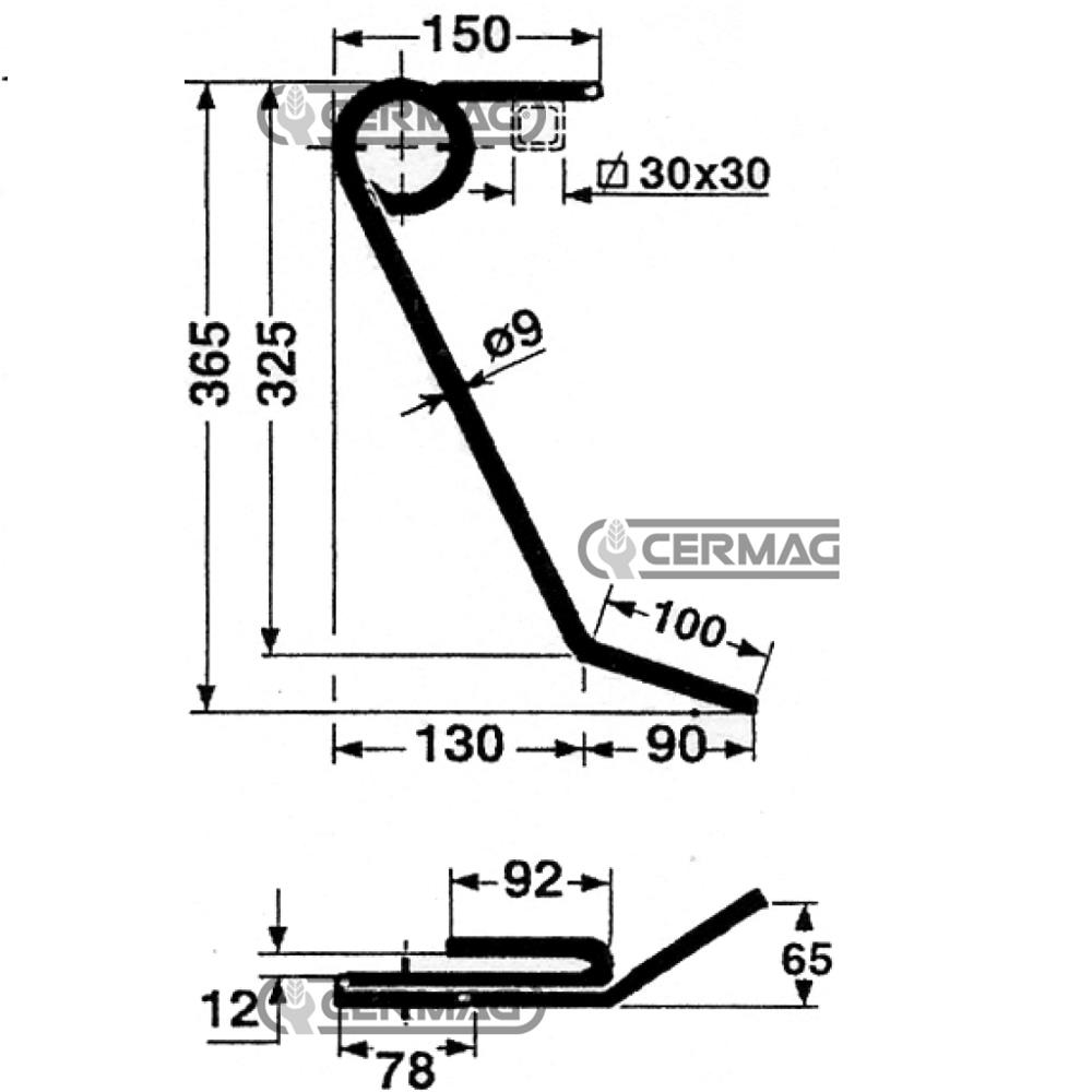 Dente anteriore per seminatrice