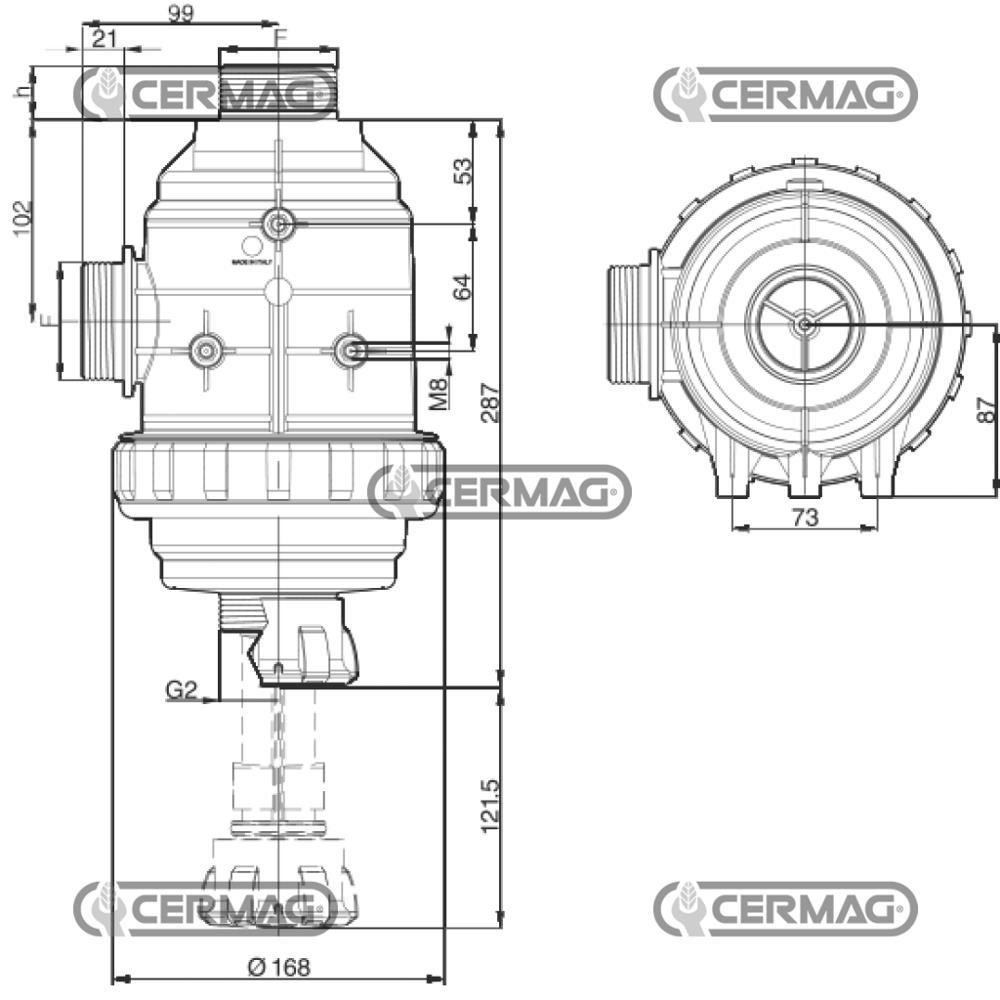 Filtro aspirazione con valvola 220l 32M.