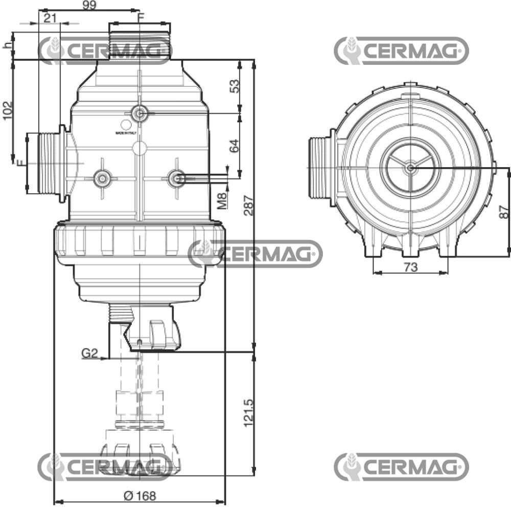 Filtro aspirazione con valvola 220l 50M.