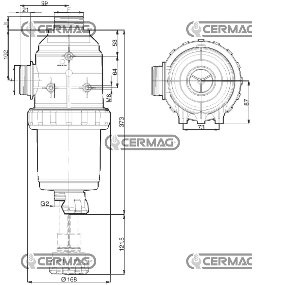 Filtro aspirazione con valvola 260l 50M.