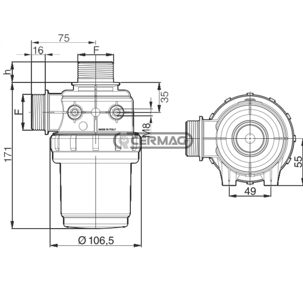 Filtro aspirazione senza valvola
