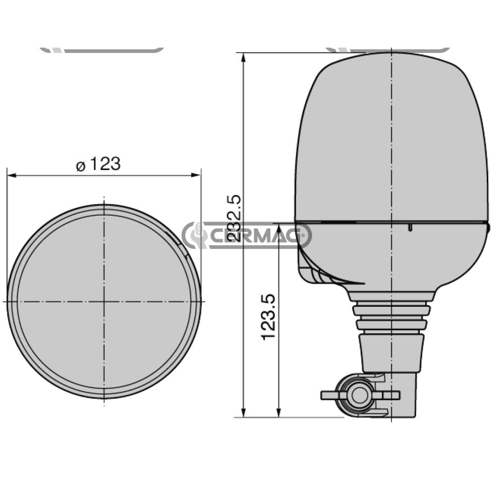 Lampada rotante 12 V ad asta flex compact