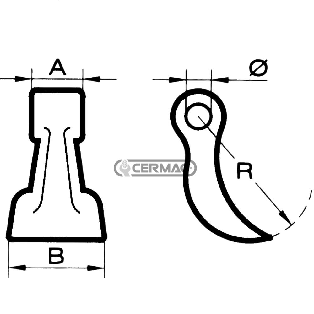 Mazza per trincia AGRICOMd.16,5mm