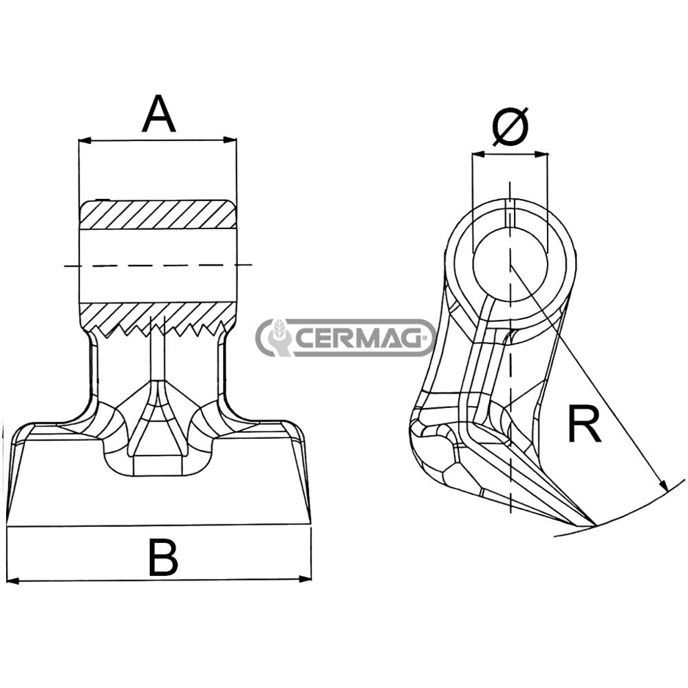 Mazza per trincia FALC d. 25,5mm