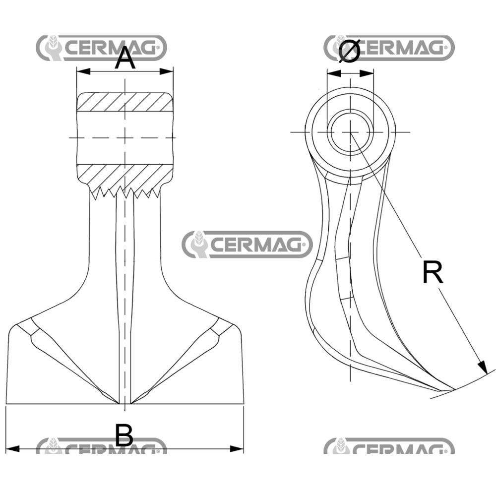Mazza per trincia FERRI d.16,5mm
