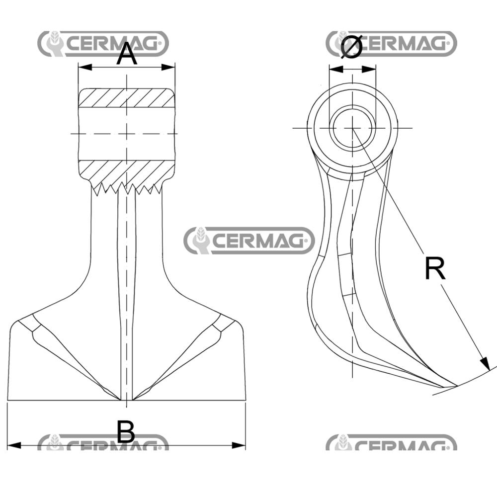 Mazza per trincia FERRI d.20,5mm