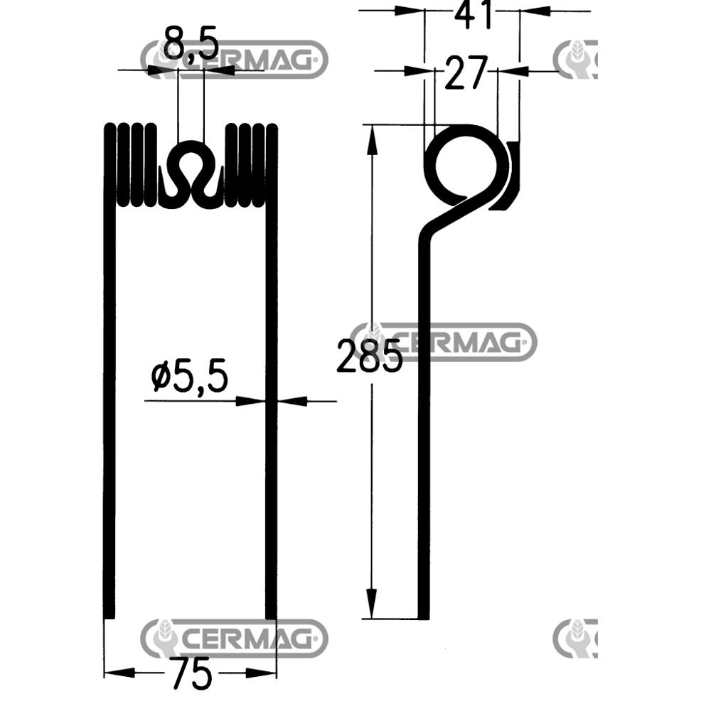 Molla per ranghinatore a pettine