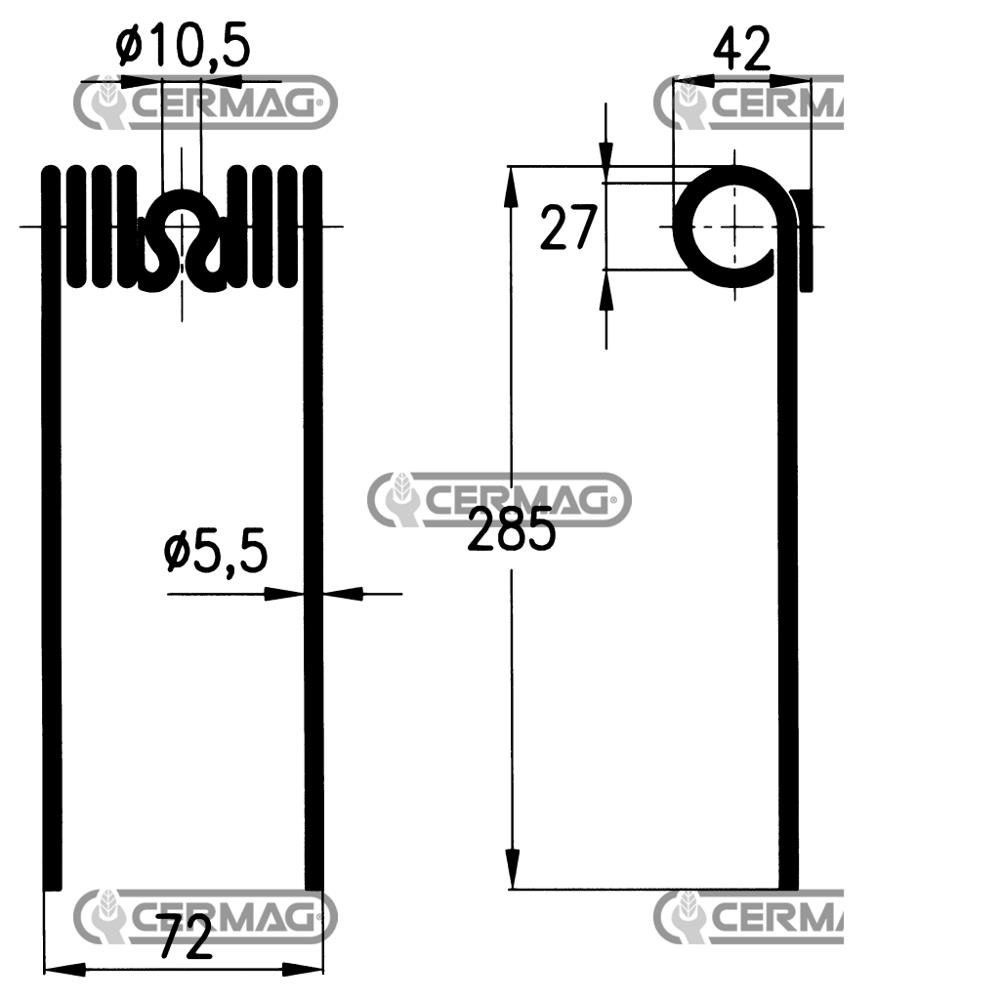 Molla per ranghinatore a pettine