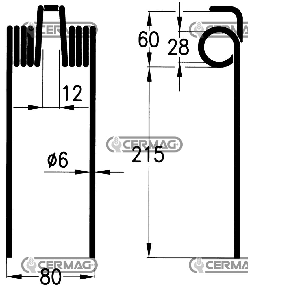 Molla per ranghinatore a pettine