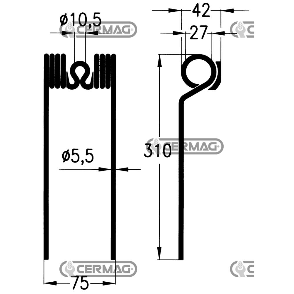 Molla per ranghinatore a pettine