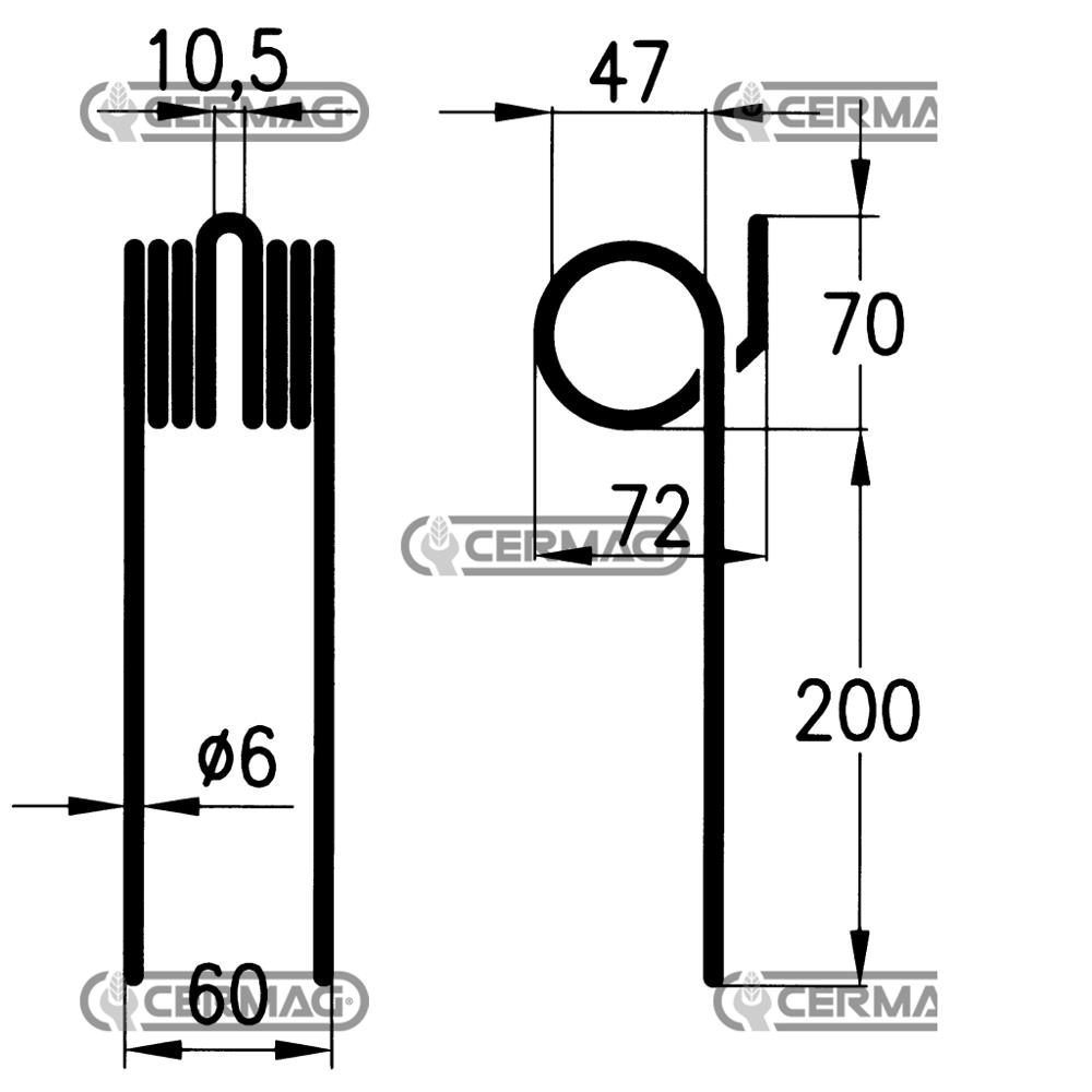 Molla per ranghinatore a pettine