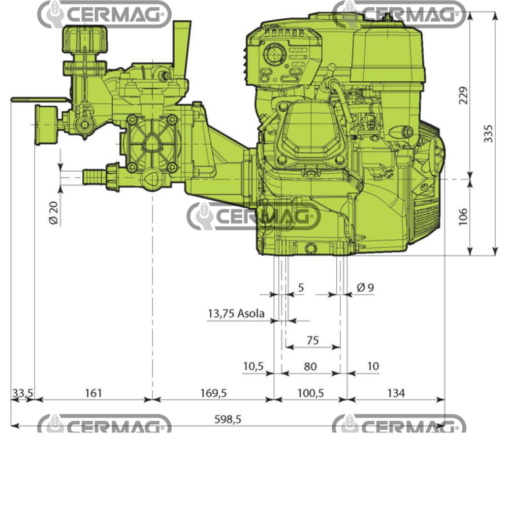 Motopompa a 2 membrane 4.8HP