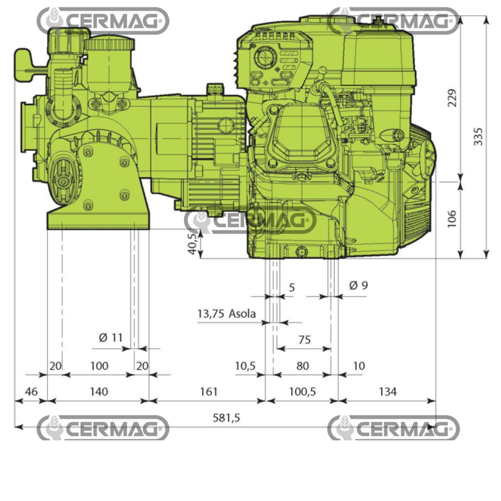 Motopompa a 3 membrane 4,8HP