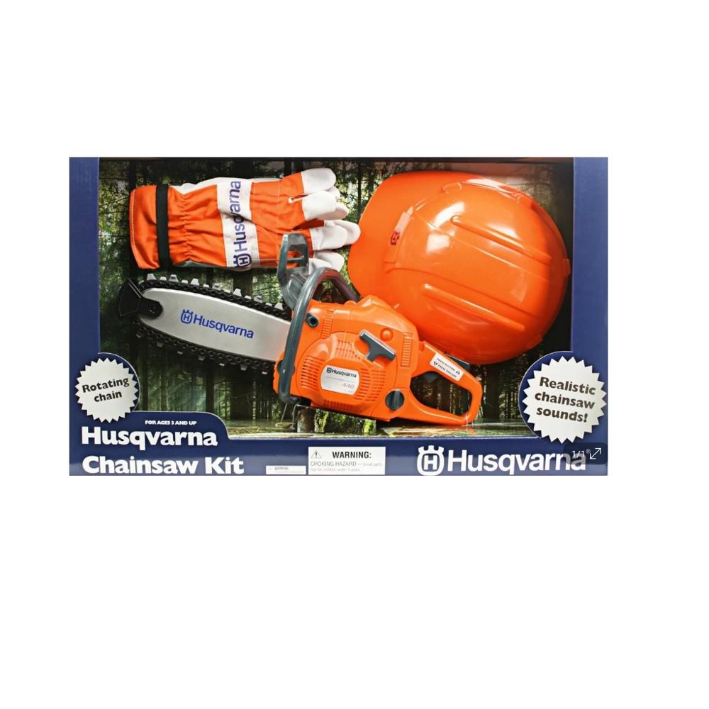 Motosega giocattolo Husqvarna con kit sicurezza