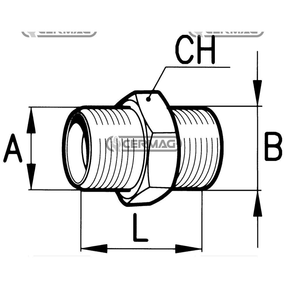 Nipplo - Filetto: Maschio 1''1/4 - Maschio 1''1/4 Cermag