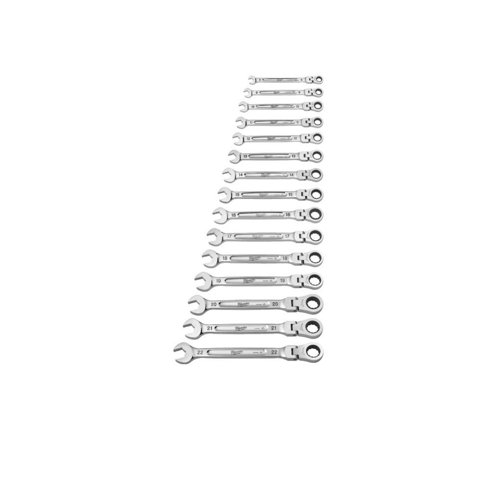 Set chiavi combinate a cricchetto snodate MAX BITE™ 15pz