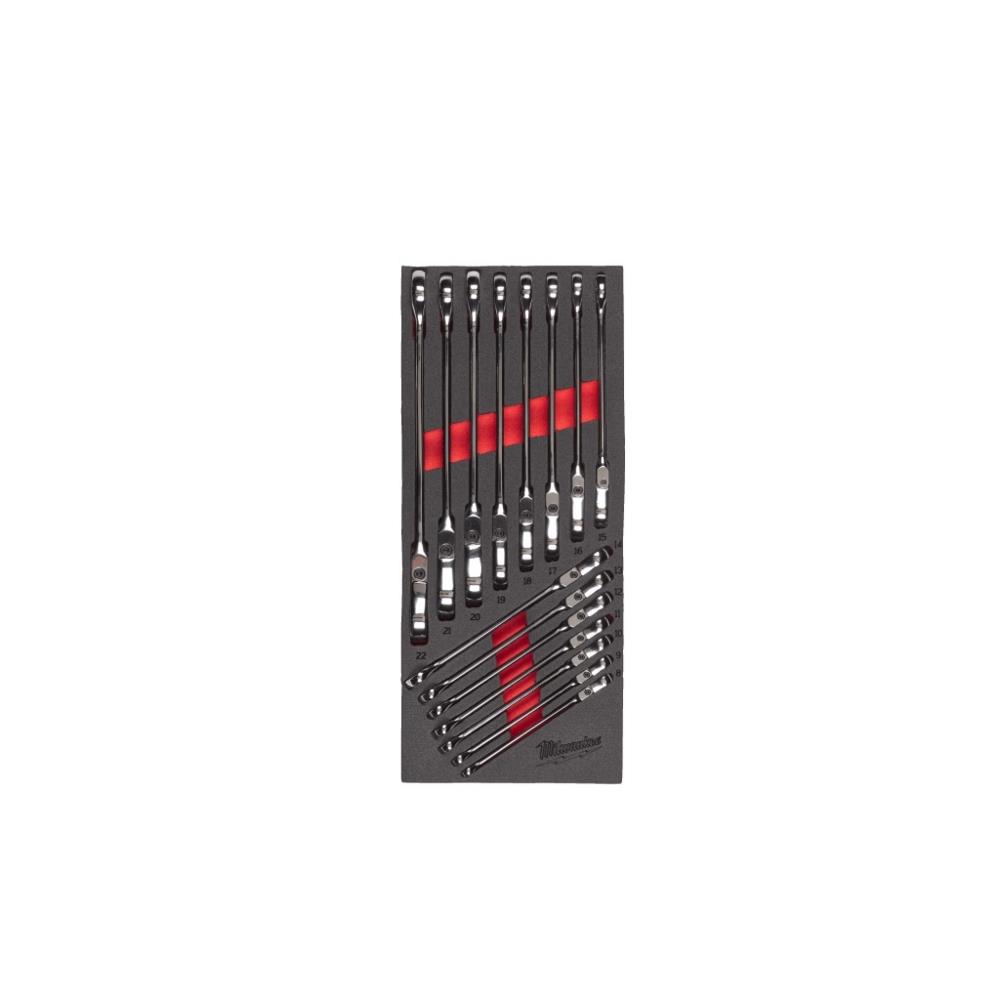Set di chiavi combinate a cricchetto snodate