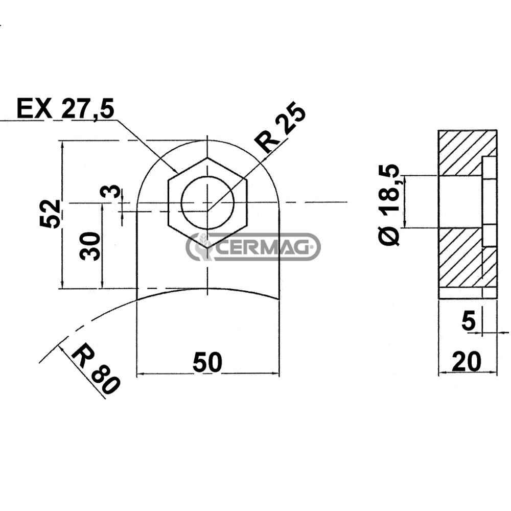 Supporto mazza per trincia D. 18.5 mm